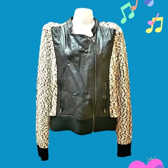 GUESS 🖤🤍 Vegan Leather Trim Jacket Coat - Picture 1 of 13